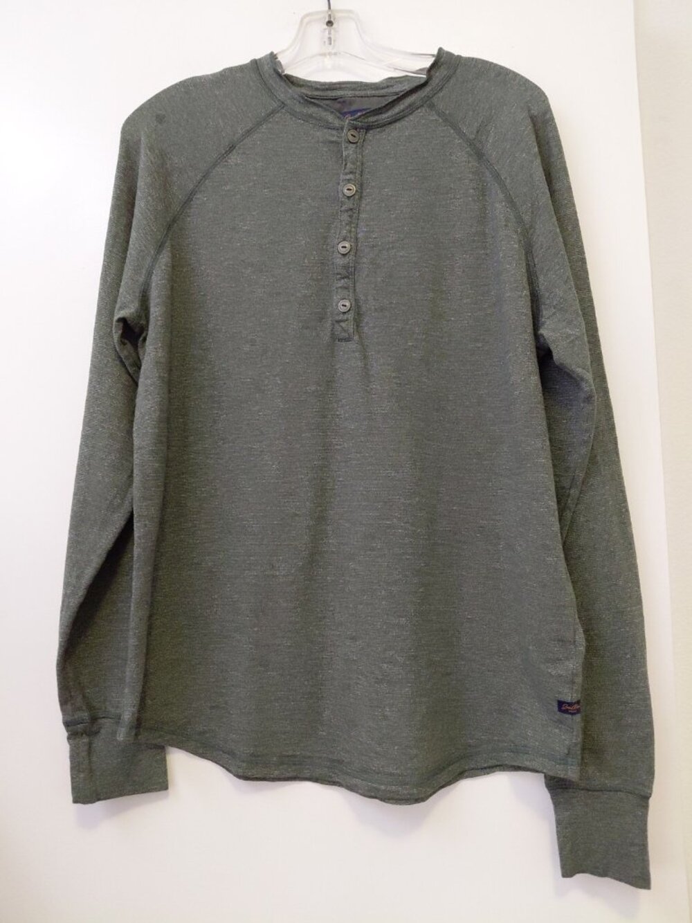 Good Man Brand Cotton Knit Henley Long Sleeve T-Shirt Men's Large Olive Grey